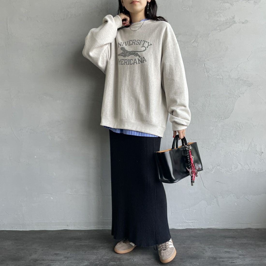 Americana [アメリカーナ] リバースウィーブ クルーネックスウェット [BRF-771A-2] ｵｰﾄﾐｰﾙ &&モデル身長：160cm 着用サイズ：M&&