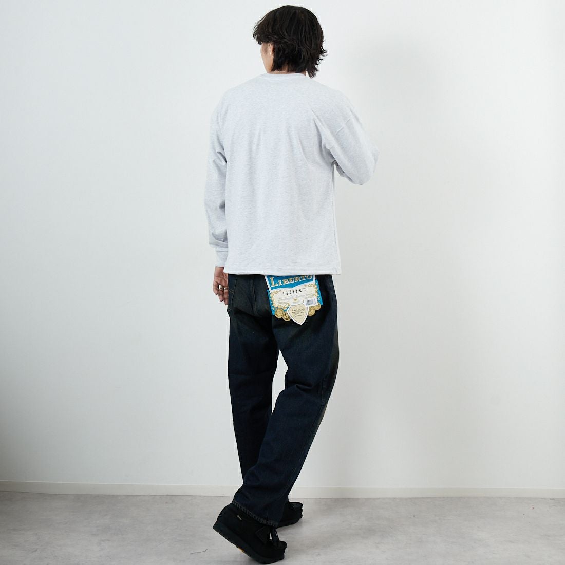 ONEITA [オニータ] ケミカル加工ドロストロングスリーブTシャツ [2523-468IN] ASH &&モデル身長：179cm 着用サイズ：M&&