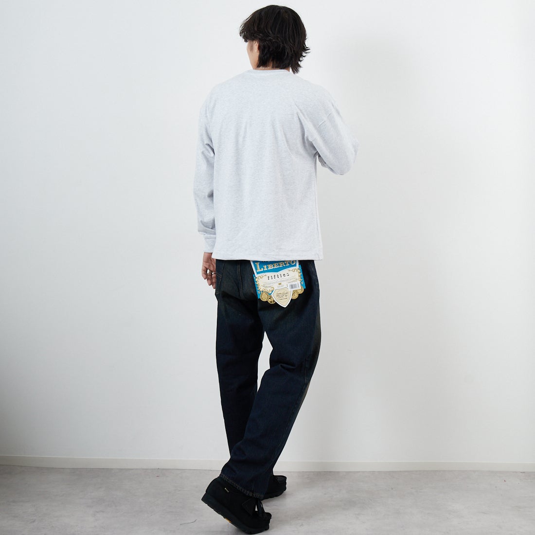 ONEITA [オニータ] ケミカル加工ドロストロングスリーブTシャツ [2523-468IN] ASH &&モデル身長：179cm 着用サイズ：M&&