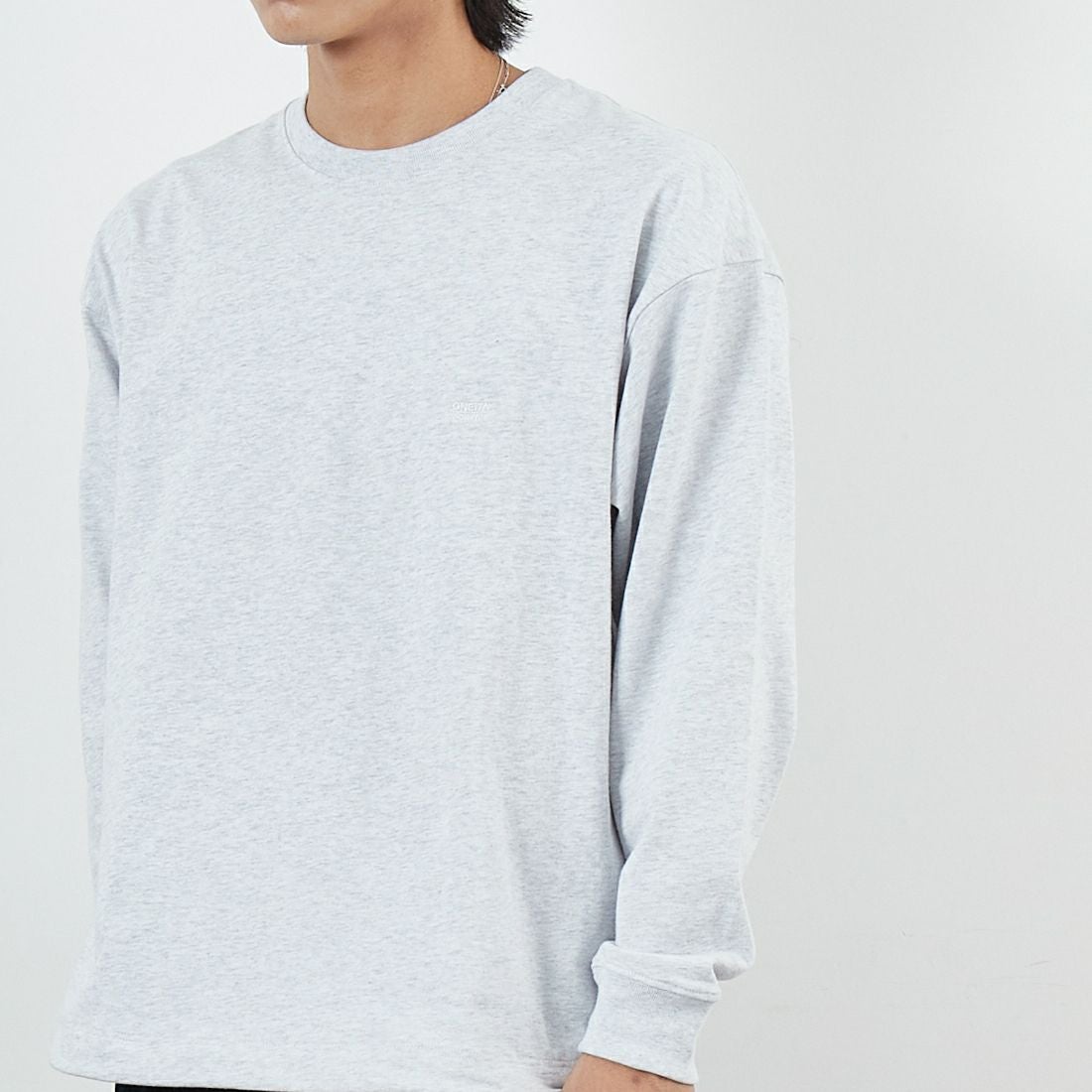 ONEITA [オニータ] ケミカル加工ドロストロングスリーブTシャツ [2523-468IN] ASH &&モデル身長：179cm 着用サイズ：M&&
