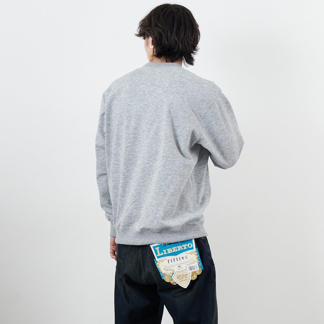 THE NORTH FACE [ザ ノースフェイス] スモールロゴヘザースウェットクルー [NT62532] Z &&モデル身長：179cm 着用サイズ：M&&