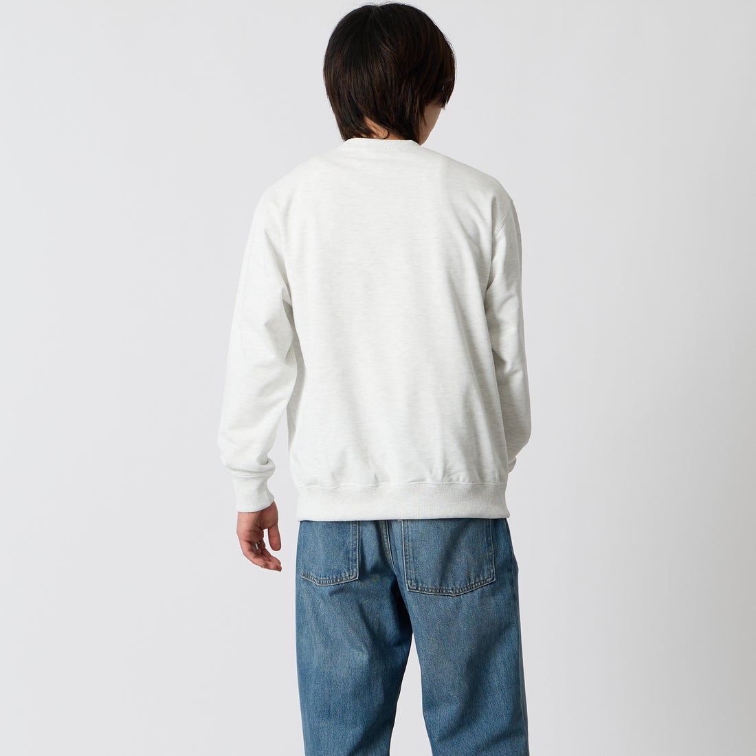 THE NORTH FACE [ザ ノースフェイス] スモールロゴヘザースウェットクルー [NT62532] WX &&モデル身長：177cm 着用サイズ：M&&