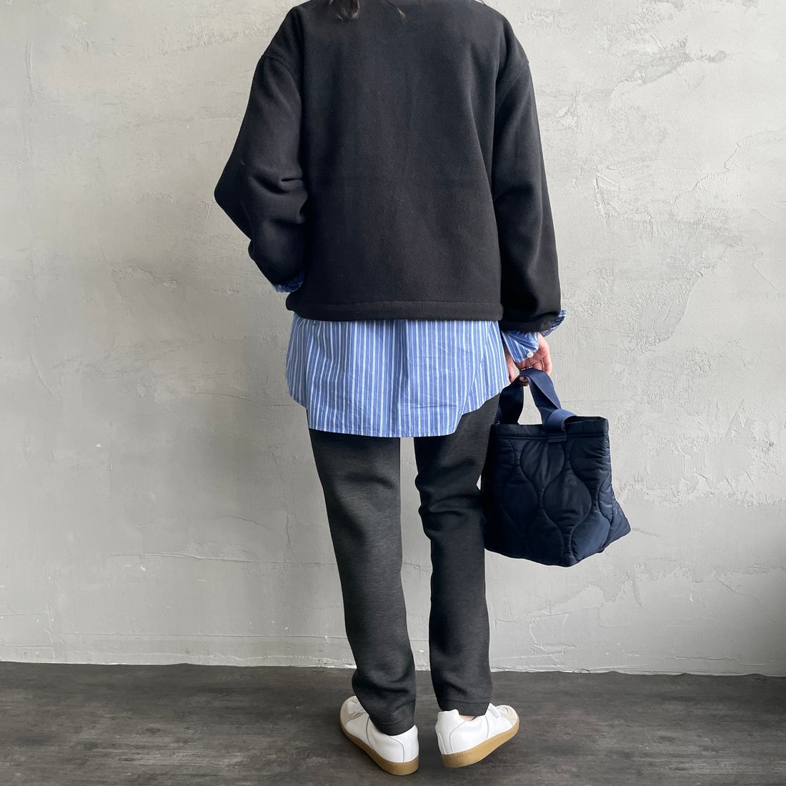 GRAMiCCi [グラミチ] 別注 テックニット スリムパンツ [GUP5-F1021-JF] CHARCOAL &&モデル身長：160cm 着用サイズ：S&&