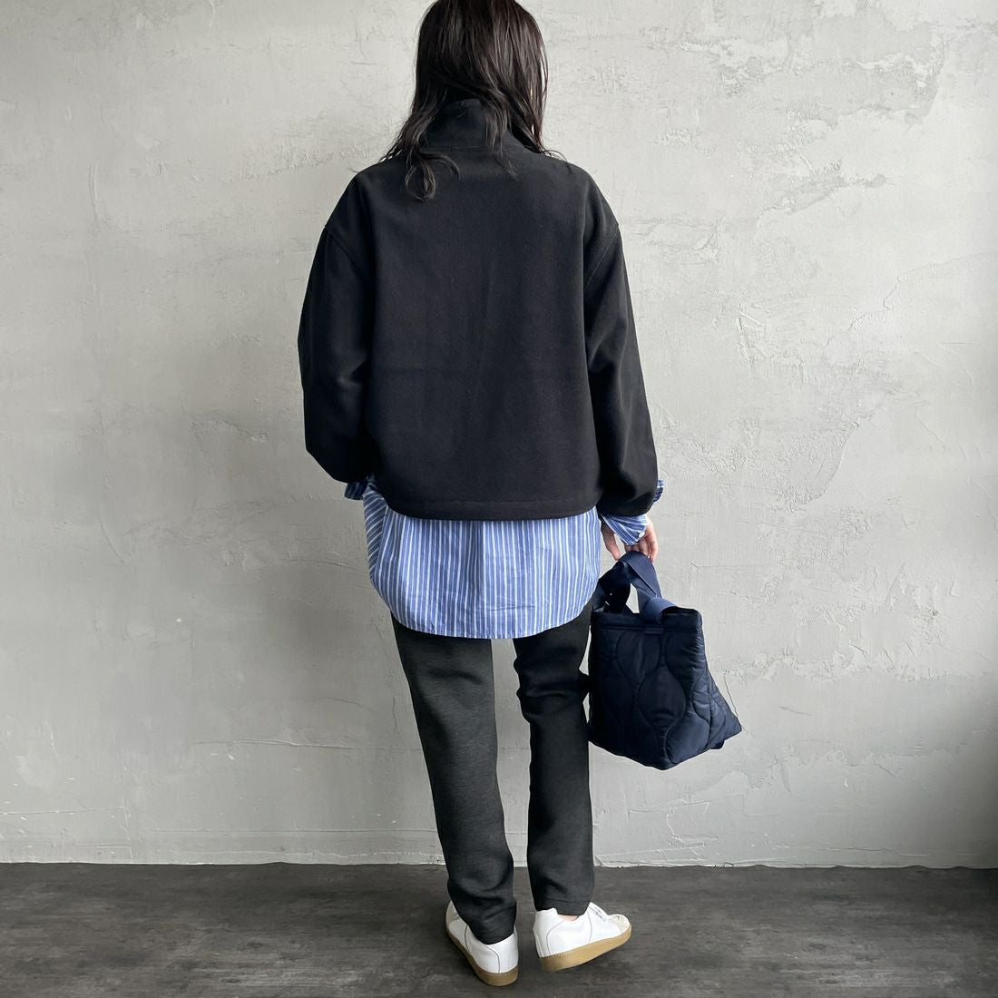 GRAMiCCi [グラミチ] 別注 テックニット スリムパンツ [GUP5-F1021-JF] CHARCOAL &&モデル身長：160cm 着用サイズ：S&&
