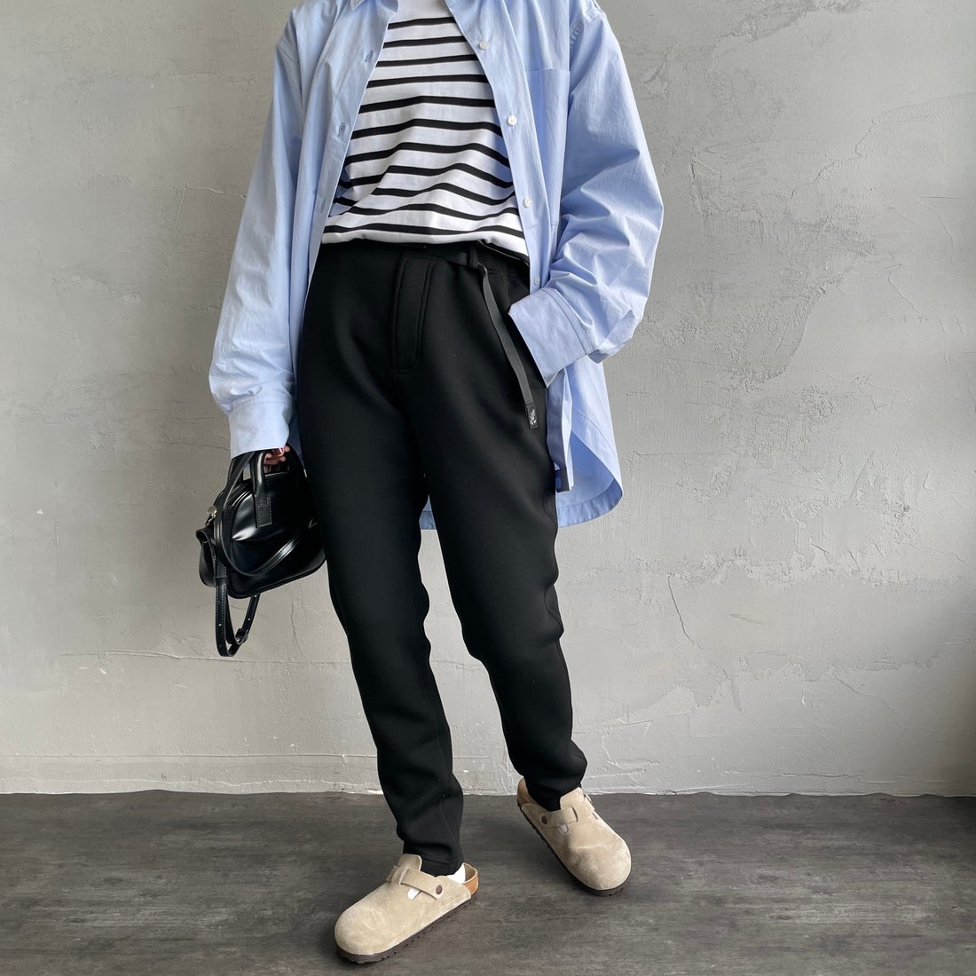 GRAMiCCi [グラミチ] 別注 テックニット スリムパンツ [GUP5-F1021-JF] BLACK &&モデル身長：158cm 着用サイズ：S&&