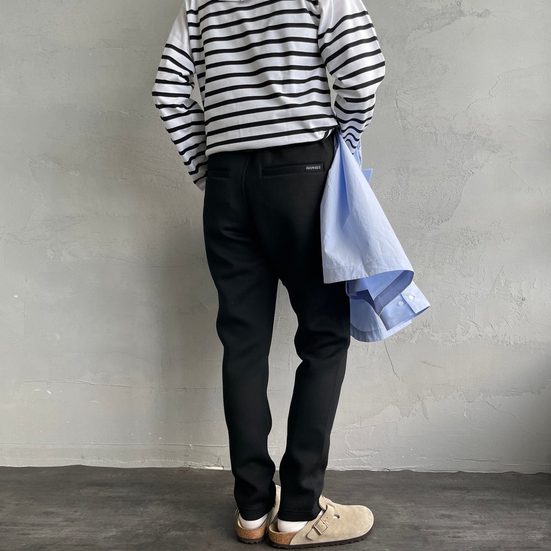Gramicci [グラミチ] 別注 テックニット スリムパンツ [GUP5-F1021-JF] BLACK &&モデル身長：158cm 着用サイズ：S&&
