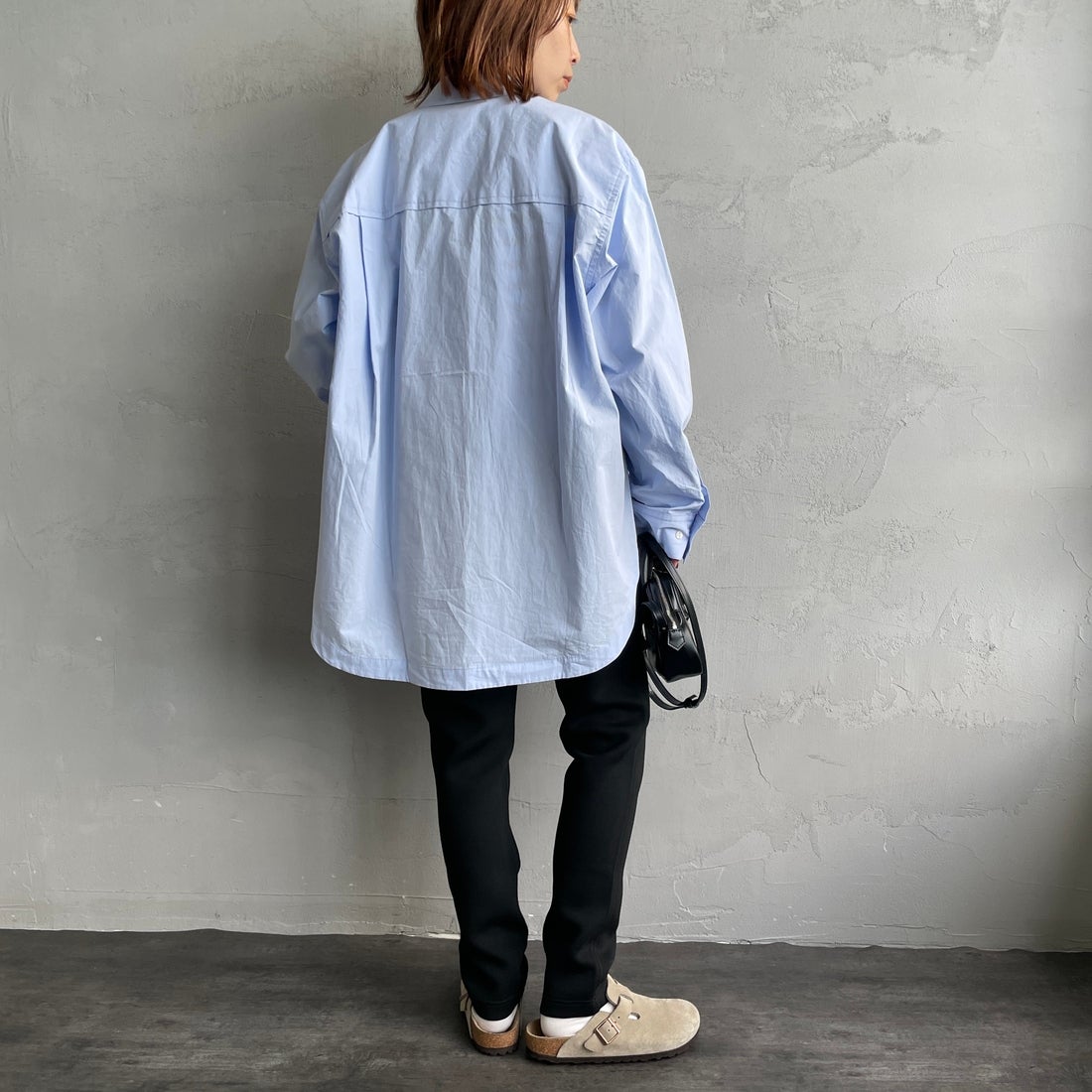 GRAMiCCi [グラミチ] 別注 テックニット スリムパンツ [GUP5-F1021-JF] BLACK &&モデル身長：158cm 着用サイズ：S&&