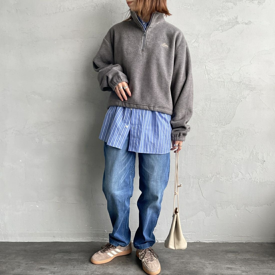 GRAMiCCi [グラミチ] 別注 ストレッチデニム エブリデイパンツ [GUP5-F1023-JF] D.USED BLU &&モデル身長：158cm 着用サイズ：S&&
