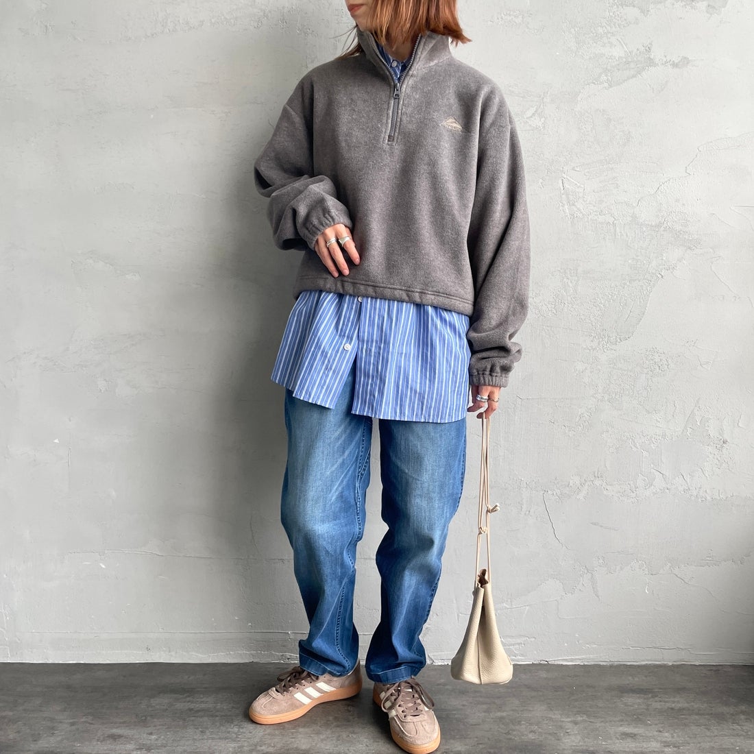 GRAMiCCi [グラミチ] 別注 ストレッチデニム エブリデイパンツ [GUP5-F1023-JF] D.USED BLU &&モデル身長：158cm 着用サイズ：S&&