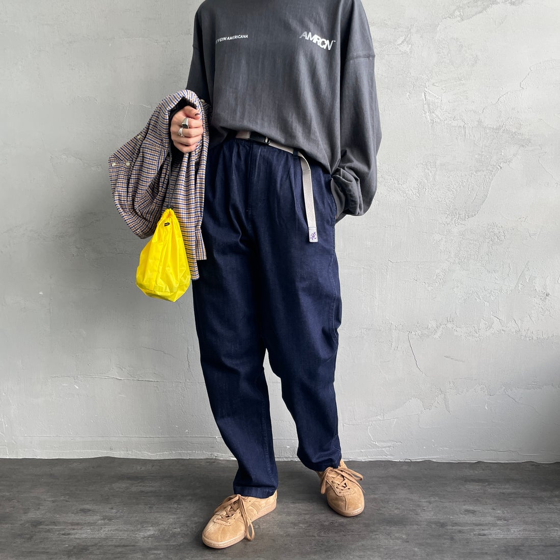 GRAMiCCi [グラミチ] 別注 ストレッチデニム エブリデイパンツ [GUP5-F1023-JF] ONE WASH &&モデル身長：158cm 着用サイズ：S&&