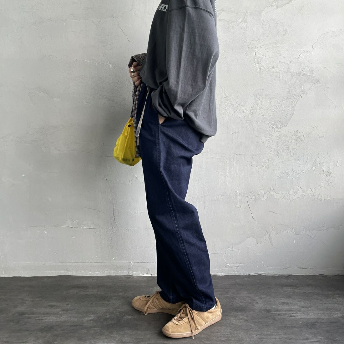 GRAMiCCi [グラミチ] 別注 ストレッチデニム エブリデイパンツ [GUP5-F1023-JF] ONE WASH &&モデル身長：158cm 着用サイズ：S&&
