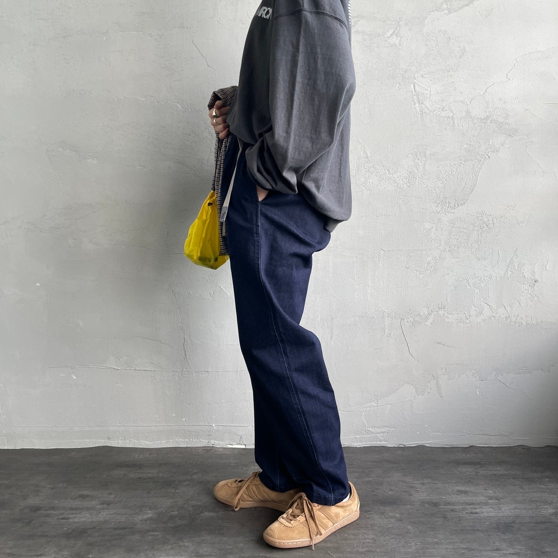 GRAMiCCi [グラミチ] 別注 ストレッチデニム エブリデイパンツ [GUP5-F1023-JF] ONE WASH &&モデル身長：158cm 着用サイズ：S&&