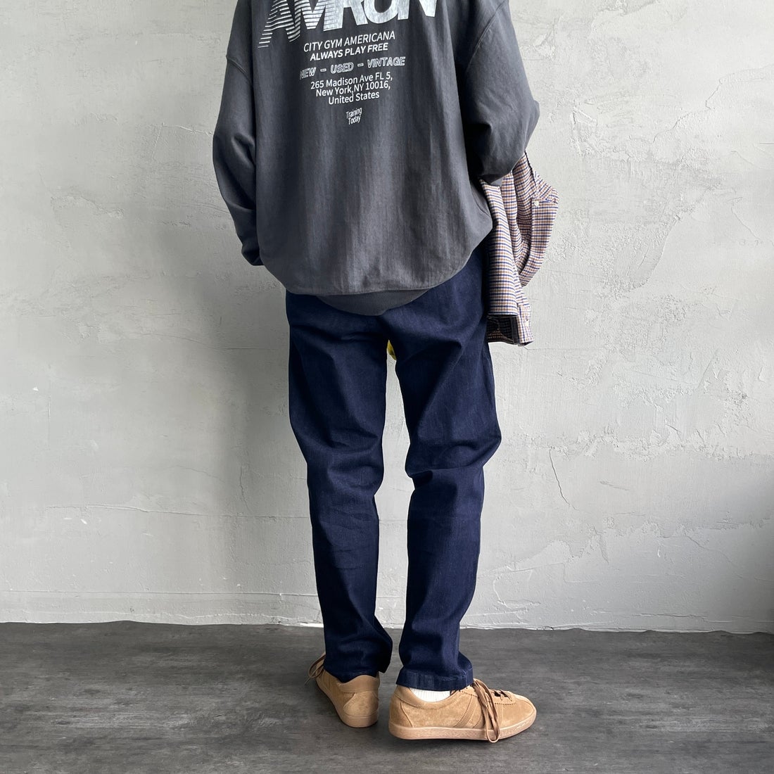 GRAMiCCi [グラミチ] 別注 ストレッチデニム エブリデイパンツ [GUP5-F1023-JF] ONE WASH &&モデル身長：158cm 着用サイズ：S&&