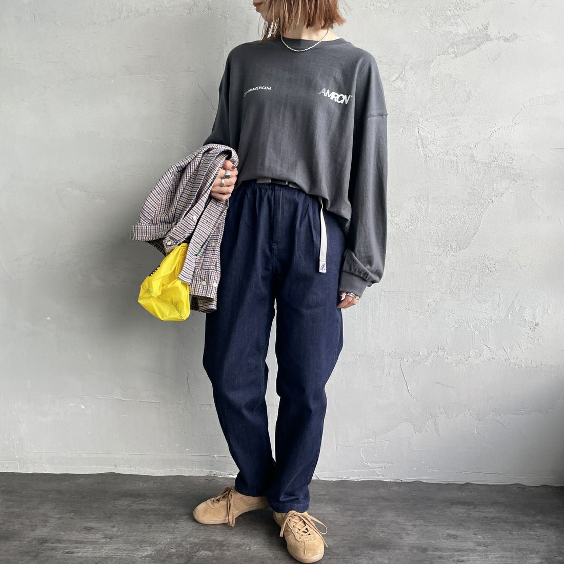 GRAMiCCi [グラミチ] 別注 ストレッチデニム エブリデイパンツ [GUP5-F1023-JF] ONE WASH &&モデル身長：158cm 着用サイズ：S&&