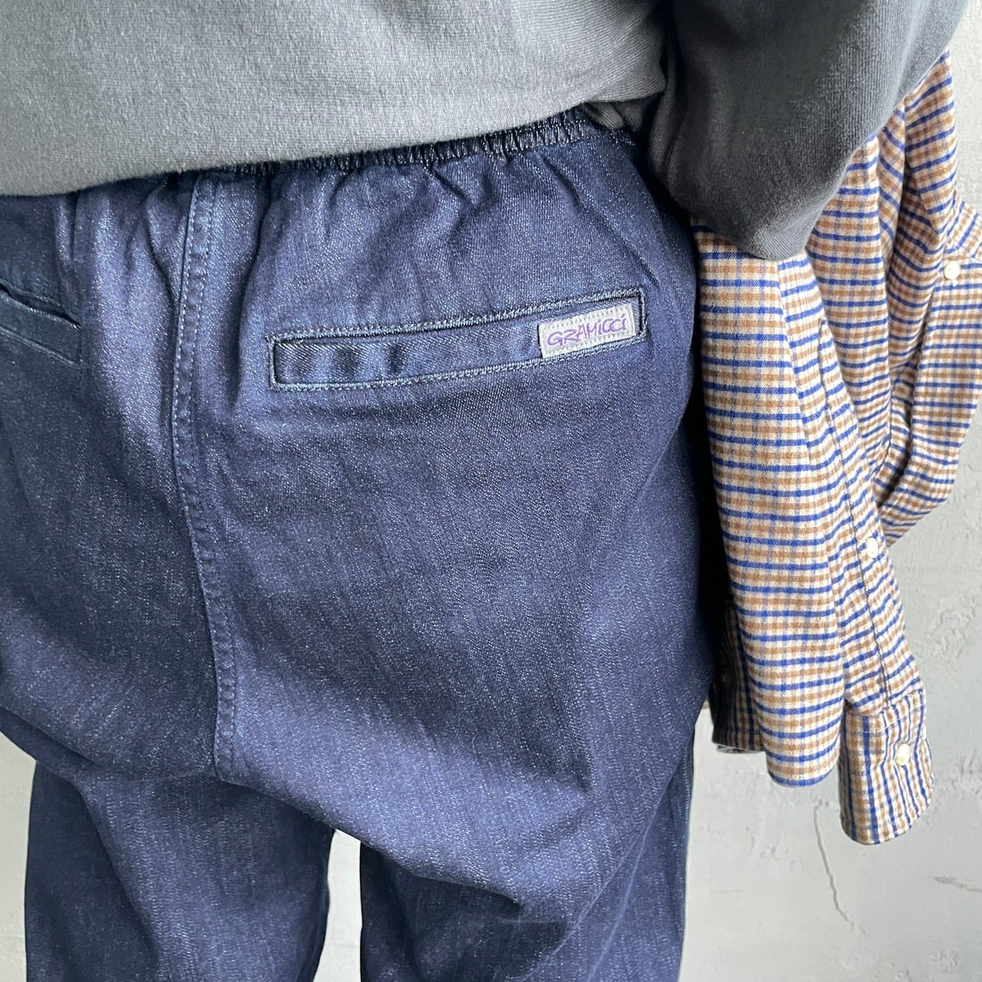 GRAMiCCi [グラミチ] 別注 ストレッチデニム エブリデイパンツ [GUP5-F1023-JF] ONE WASH &&モデル身長：158cm 着用サイズ：S&&
