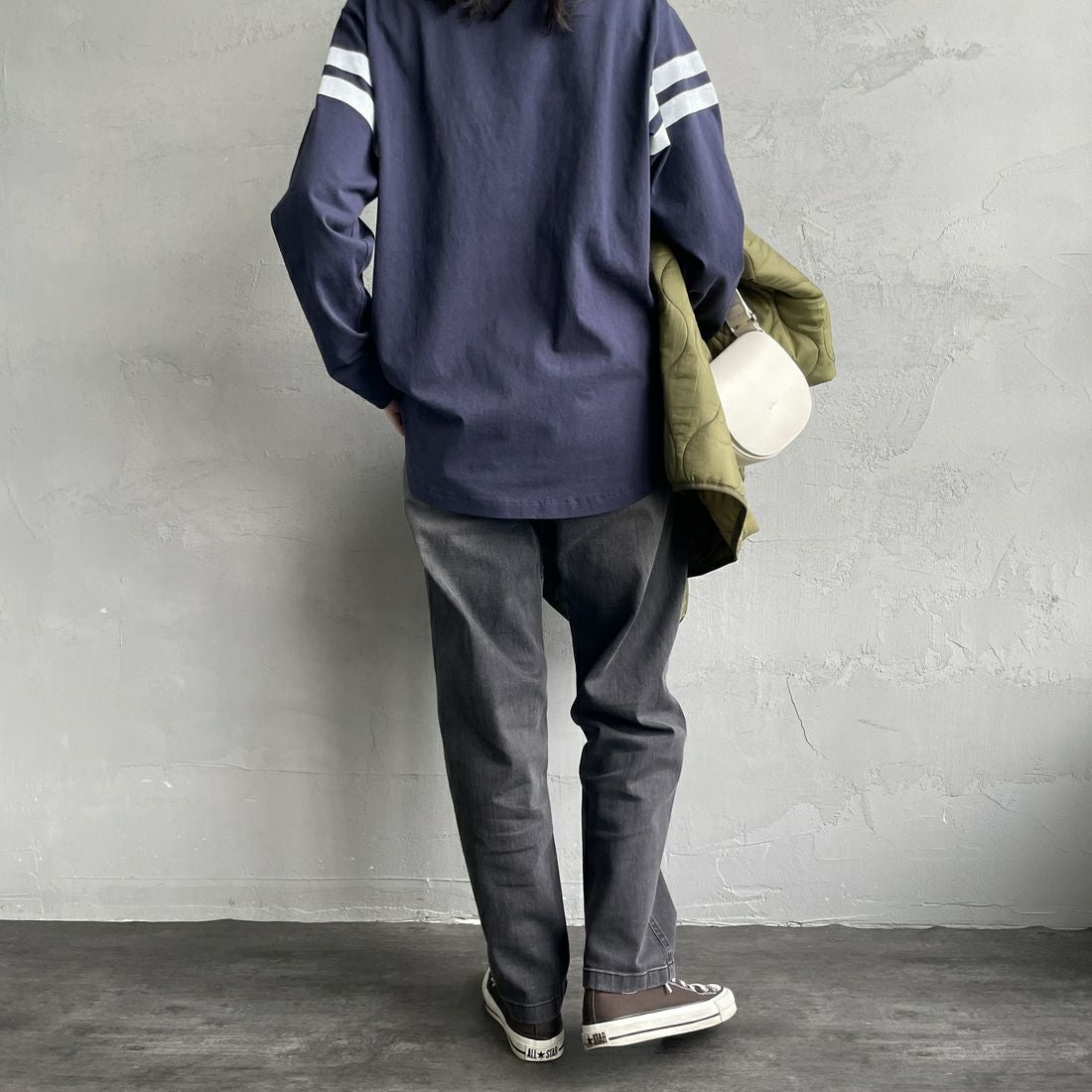 GRAMiCCi [グラミチ] 別注 ストレッチデニム エブリデイパンツ [GUP5-F1023-JF] BLK USED &&モデル身長：160cm 着用サイズ：S&&