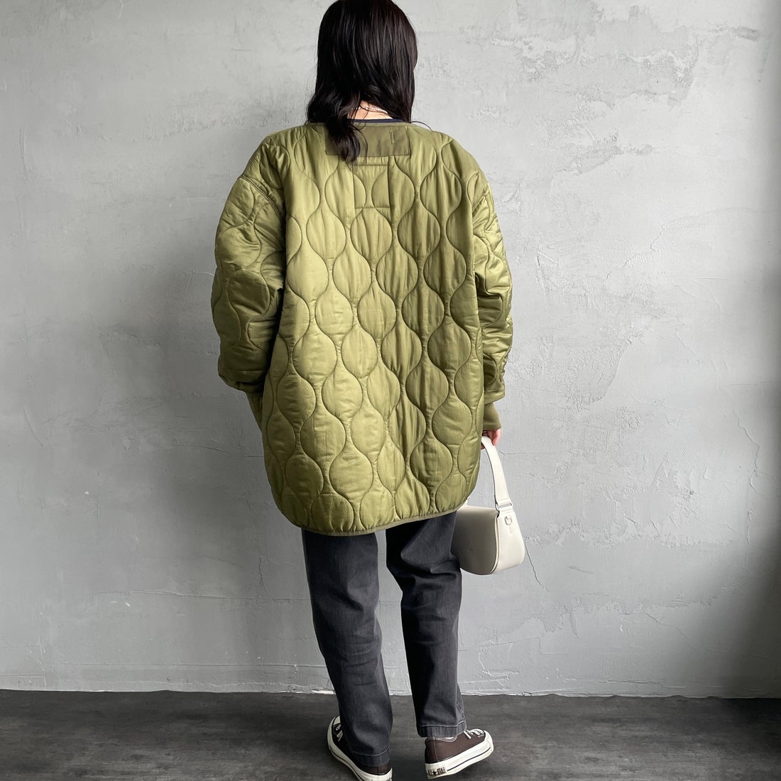 GRAMiCCi [グラミチ] 別注 ストレッチデニム エブリデイパンツ [GUP5-F1023-JF] BLK USED &&モデル身長：160cm 着用サイズ：S&&