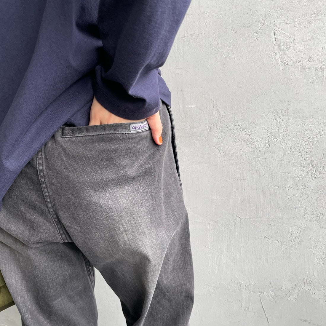 GRAMiCCi [グラミチ] 別注 ストレッチデニム エブリデイパンツ [GUP5-F1023-JF] BLK USED &&モデル身長：160cm 着用サイズ：S&&