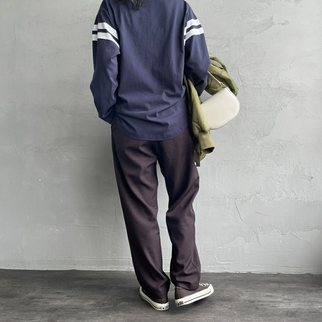 GRAMiCCi [グラミチ] 別注 ウールライク エブリデイパンツ [GUP5-F1024-JF] BROWN &&モデル身長：160cm 着用サイズ：S&&