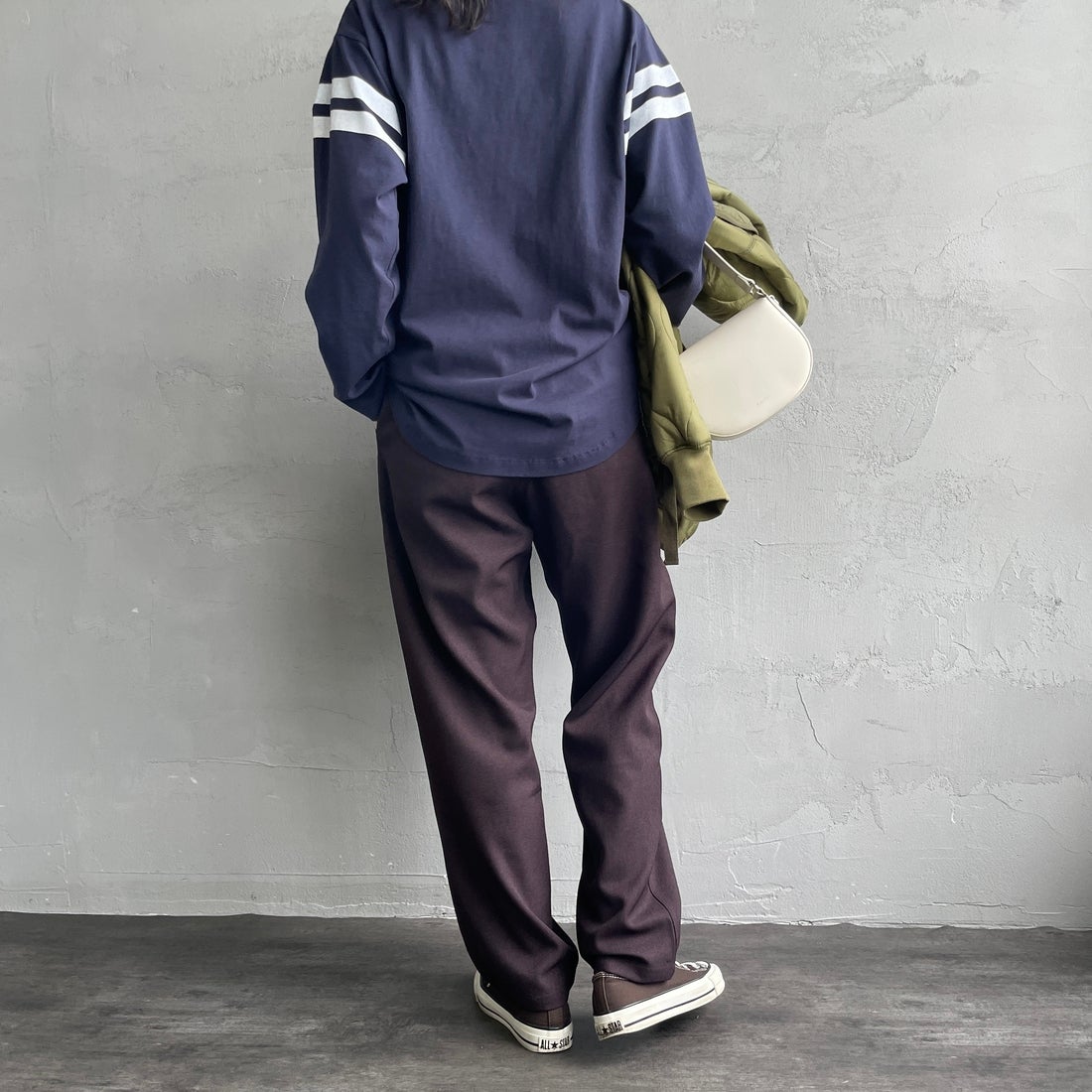 GRAMiCCi [グラミチ] 別注 ウールライク エブリデイパンツ [GUP5-F1024-JF] BROWN &&モデル身長：160cm 着用サイズ：S&&