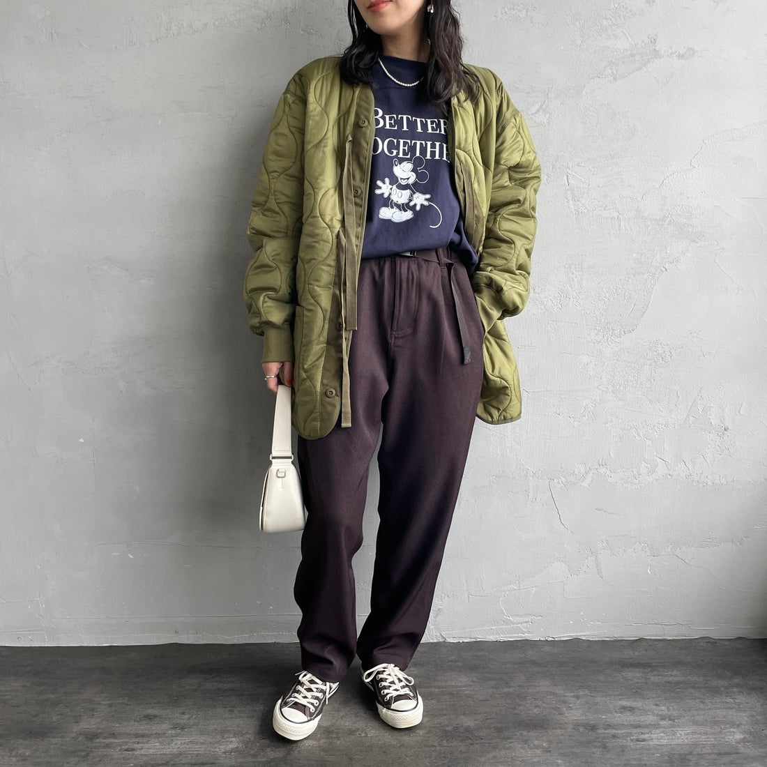 GRAMiCCi [グラミチ] 別注 ウールライク エブリデイパンツ [GUP5-F1024-JF] BROWN &&モデル身長：160cm 着用サイズ：S&&