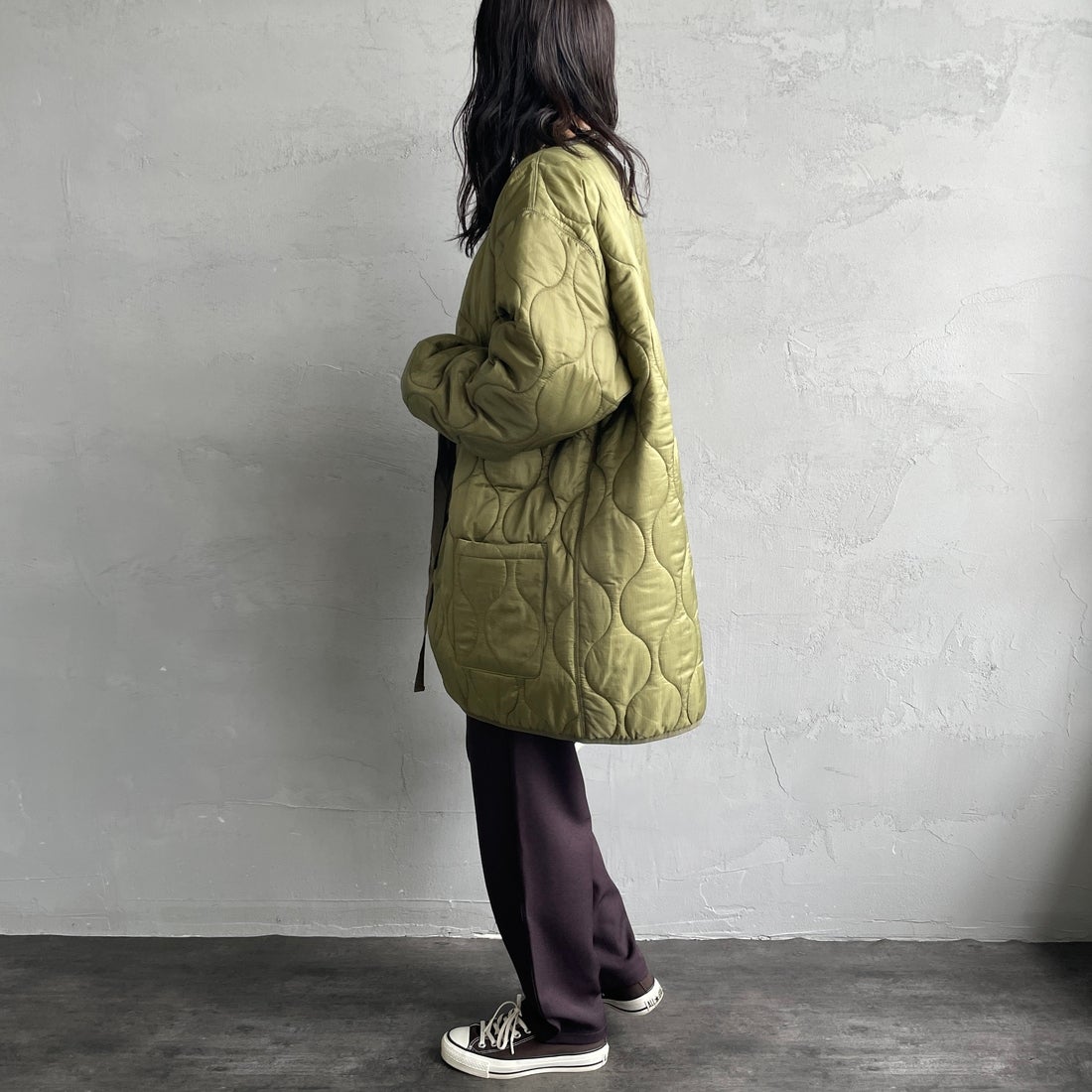 GRAMiCCi [グラミチ] 別注 ウールライク エブリデイパンツ [GUP5-F1024-JF] BROWN &&モデル身長：160cm 着用サイズ：S&&