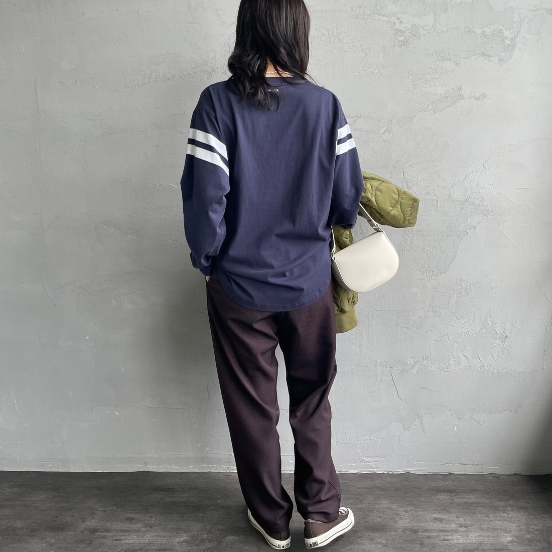 GRAMiCCi [グラミチ] 別注 ウールライク エブリデイパンツ [GUP5-F1024-JF] BROWN &&モデル身長：160cm 着用サイズ：S&&