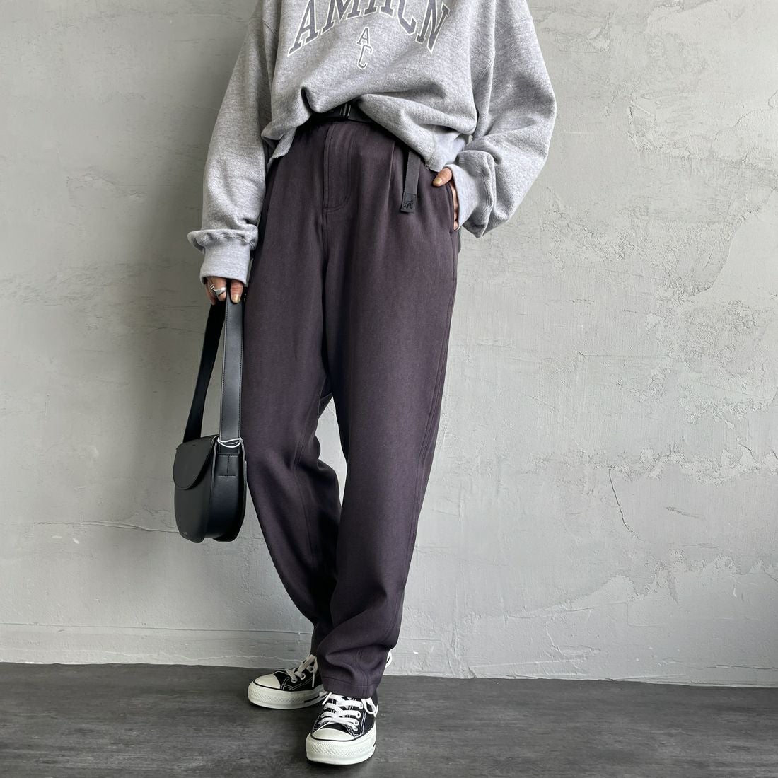 GRAMiCCi [グラミチ] 別注 ウールライク エブリデイパンツ [GUP5-F1024-JF] CHARCOAL &&モデル身長：158cm 着用サイズ：S&&