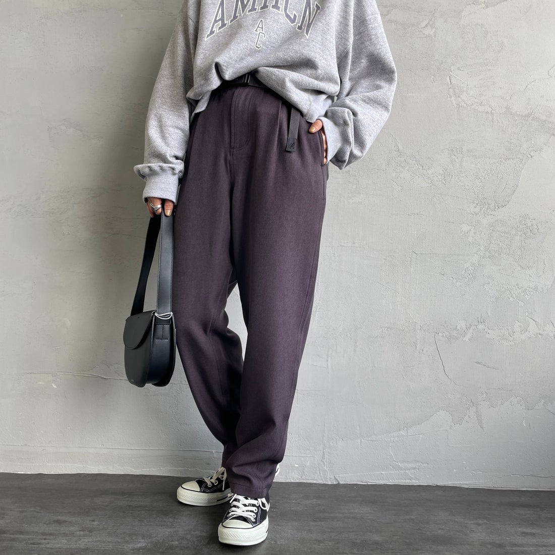 GRAMiCCi [グラミチ] 別注 ウールライク エブリデイパンツ [GUP5-F1024-JF] CHARCOAL &&モデル身長：158cm 着用サイズ：S&&