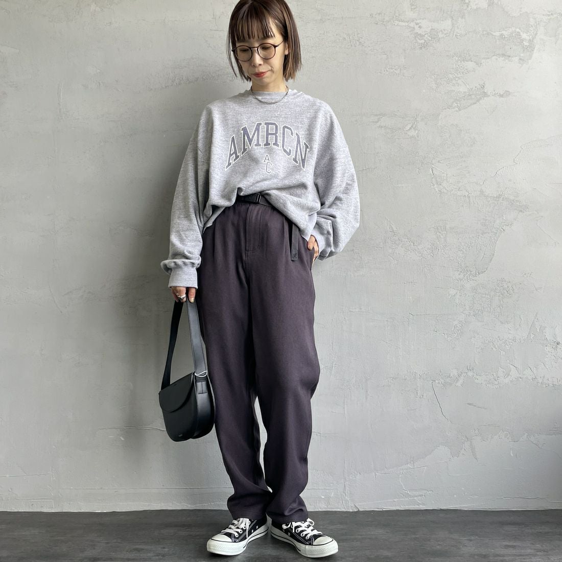 GRAMiCCi [グラミチ] 別注 ウールライク エブリデイパンツ [GUP5-F1024-JF] CHARCOAL &&モデル身長：158cm 着用サイズ：S&&