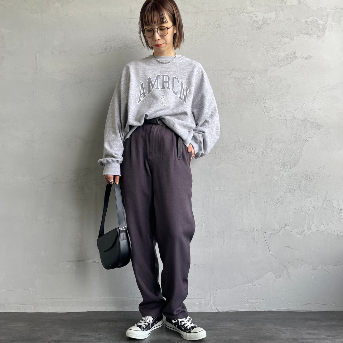 GRAMiCCi [グラミチ] 別注 ウールライク エブリデイパンツ [GUP5-F1024-JF] CHARCOAL &&モデル身長：158cm 着用サイズ：S&&