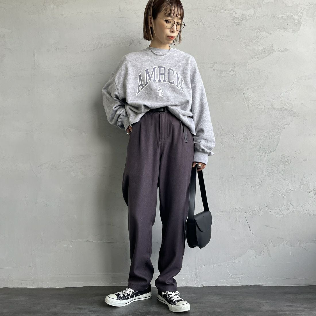 GRAMiCCi [グラミチ] 別注 ウールライク エブリデイパンツ [GUP5-F1024-JF] CHARCOAL &&モデル身長：158cm 着用サイズ：S&&