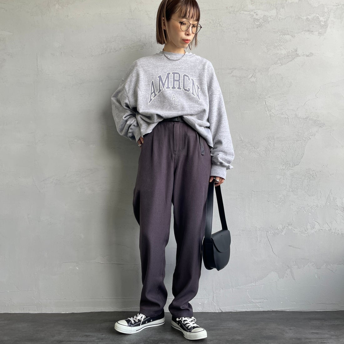 GRAMiCCi [グラミチ] 別注 ウールライク エブリデイパンツ [GUP5-F1024-JF] CHARCOAL &&モデル身長：158cm 着用サイズ：S&&