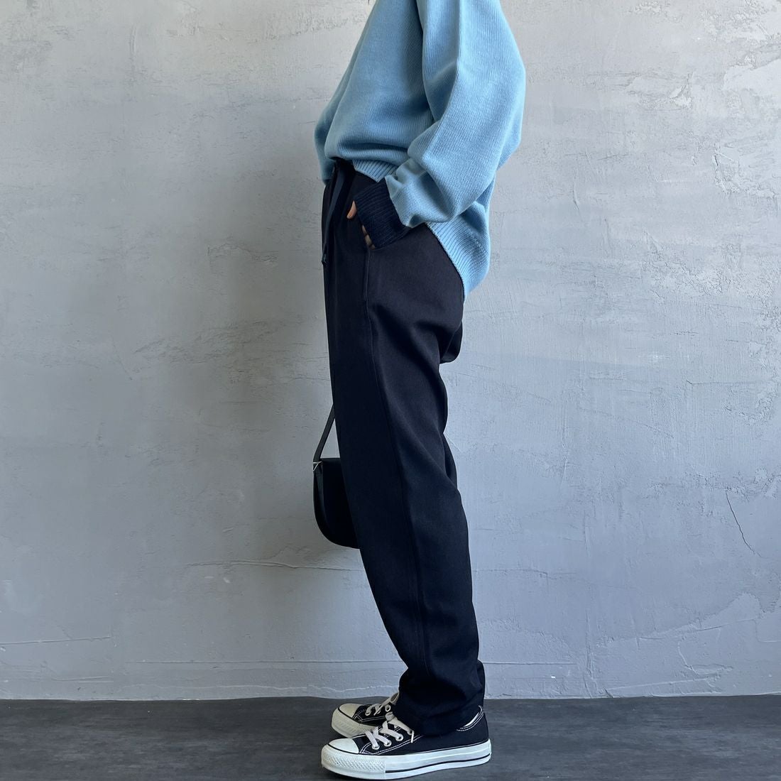 GRAMiCCi [グラミチ] 別注 ウールライク エブリデイパンツ [GUP5-F1024-JF] BLACK &&モデル身長：158cm 着用サイズ：S&&