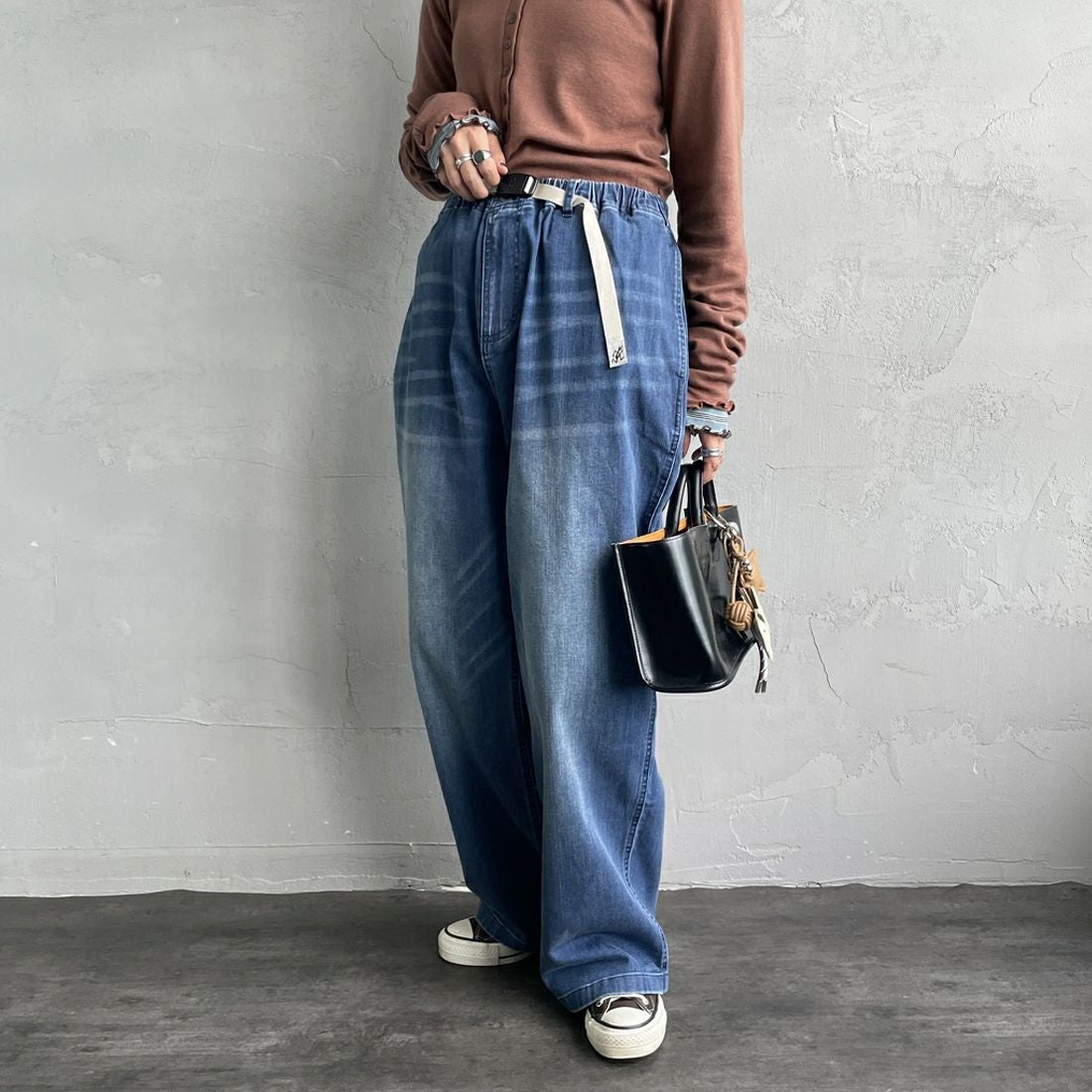 D.USED BLU&&モデル身長：158cm 着用サイズ：S&&