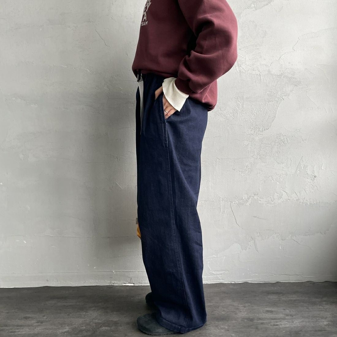 GRAMiCCi [グラミチ] 別注 ワイドデニムパンツ [GUP5-F1089-JF] ONE WASH &&モデル身長：160cm 着用サイズ：S&&