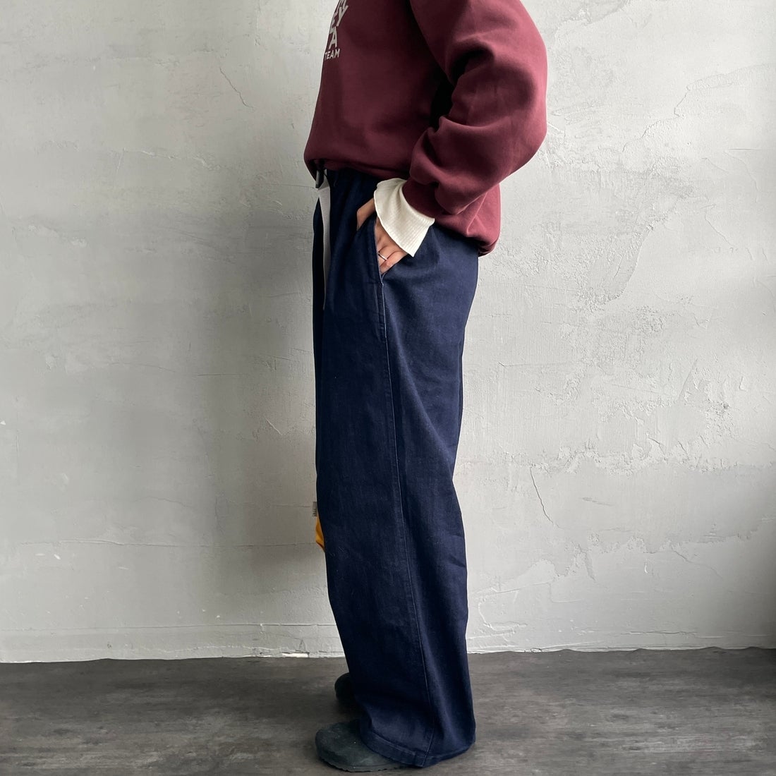 GRAMiCCi [グラミチ] 別注 ワイドデニムパンツ [GUP5-F1089-JF] ONE WASH &&モデル身長：160cm 着用サイズ：S&&