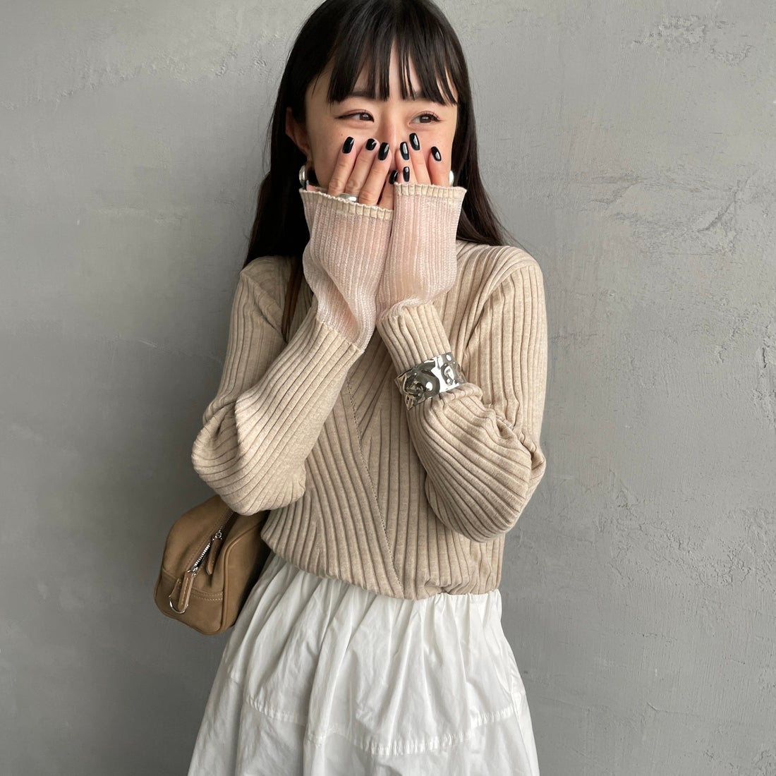 22 BEIGE&&モデル身長：150cm 着用サイズ：F&&