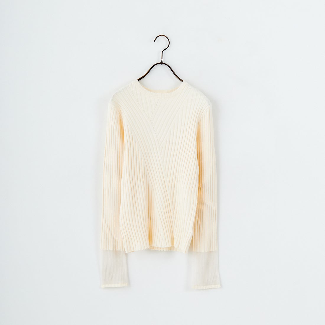 nenom [ネノム] ラメ袖切り替え ランダムリブニット [NE25131024] 21 IVORY