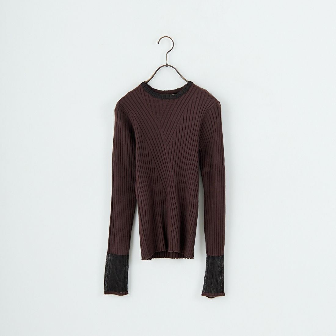 nenom [ネノム] ラメ袖切り替え ランダムリブニット [NE25131024] 28 BROWN