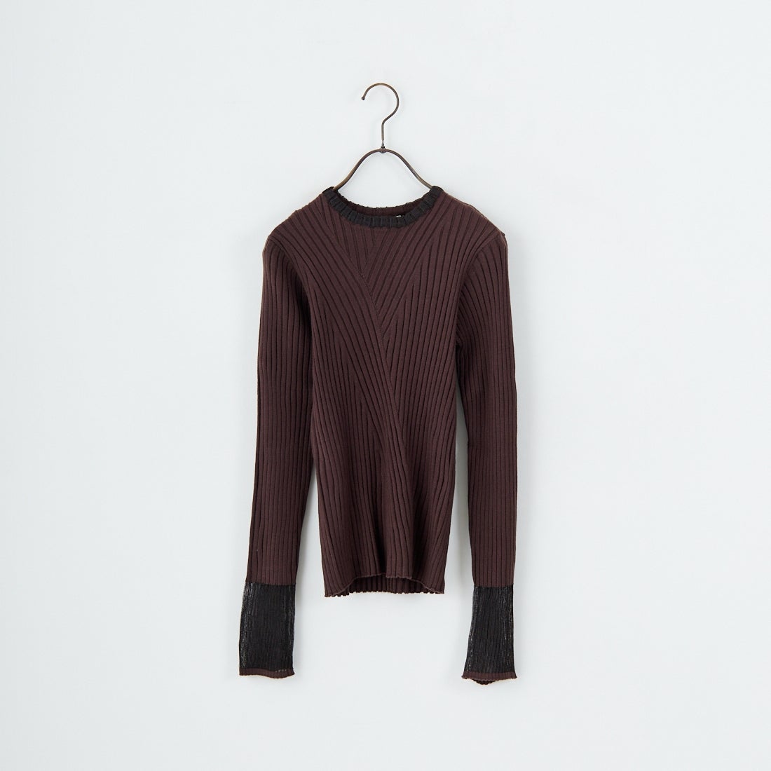 nenom [ネノム] ラメ袖切り替え ランダムリブニット [NE25131024] 28 BROWN