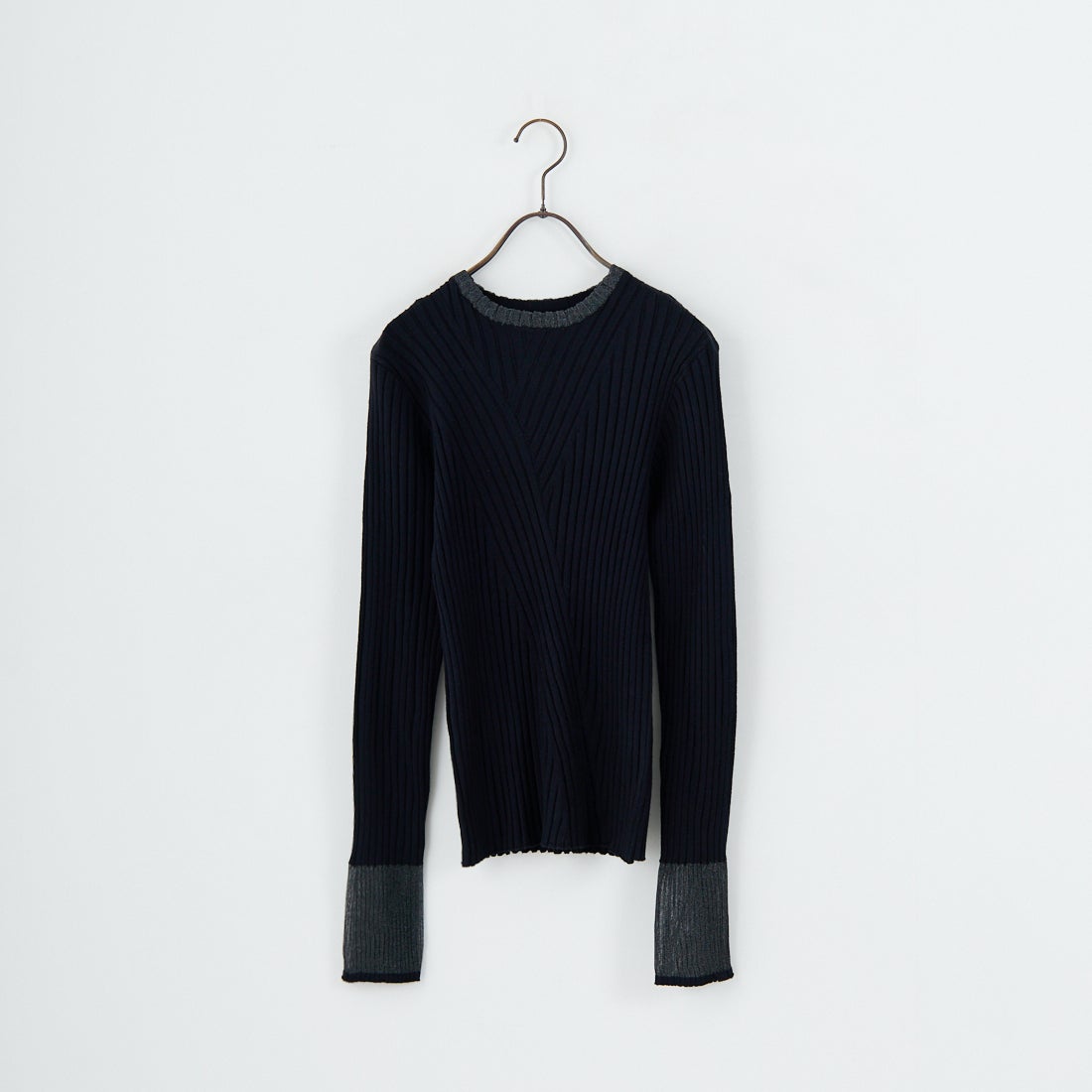 nenom [ネノム] ラメ袖切り替え ランダムリブニット [NE25131024] 09 BLACK