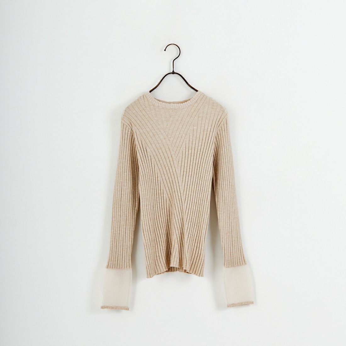 nenom [ネノム] ラメ袖切り替え ランダムリブニット [NE25131024] 22 BEIGE