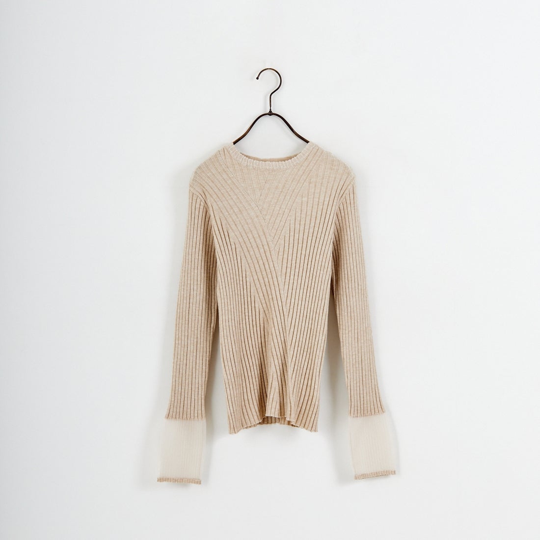 nenom [ネノム] ラメ袖切り替え ランダムリブニット [NE25131024] 22 BEIGE