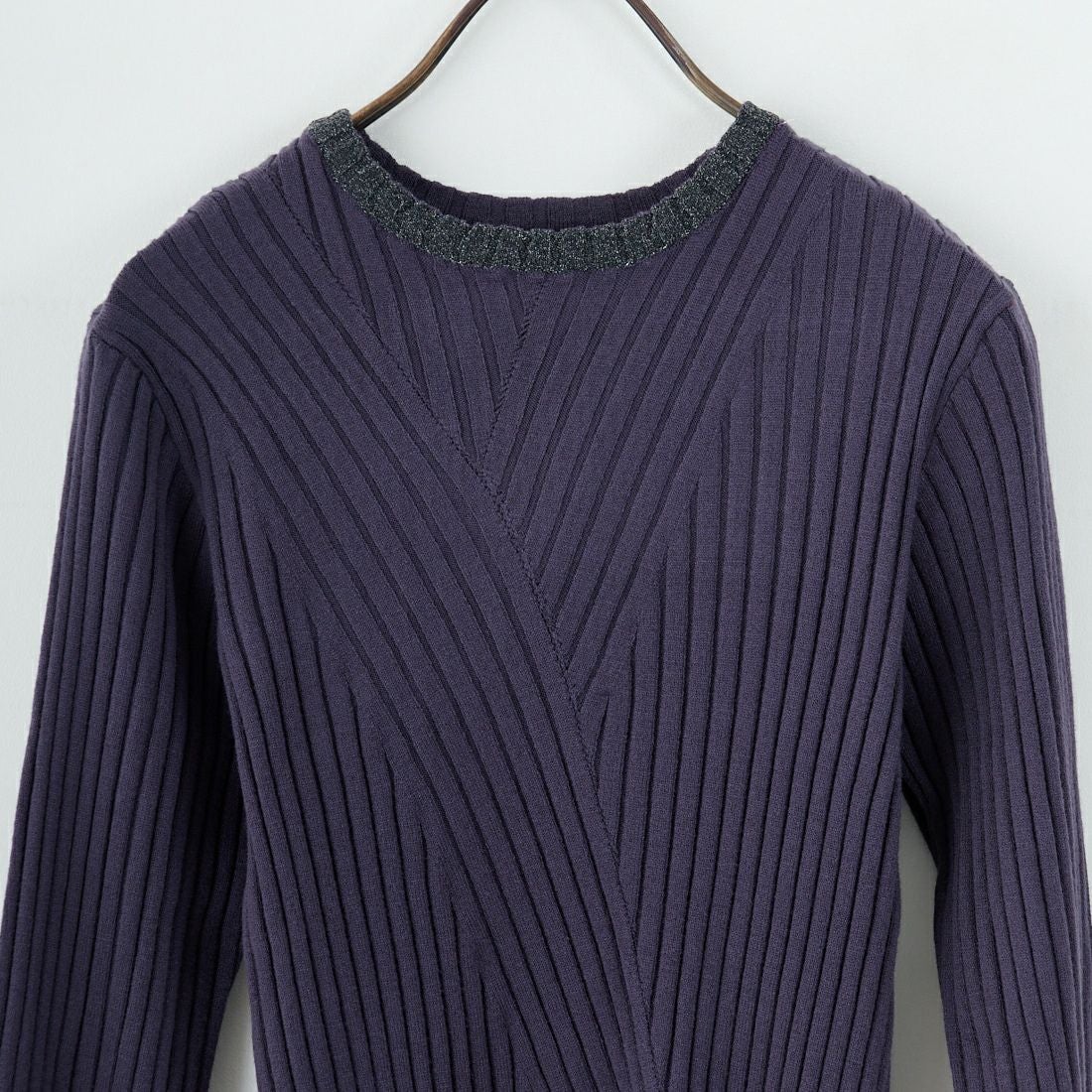 nenom [ネノム] ラメ袖切り替え ランダムリブニット [NE25131024] 08 CHARCOA