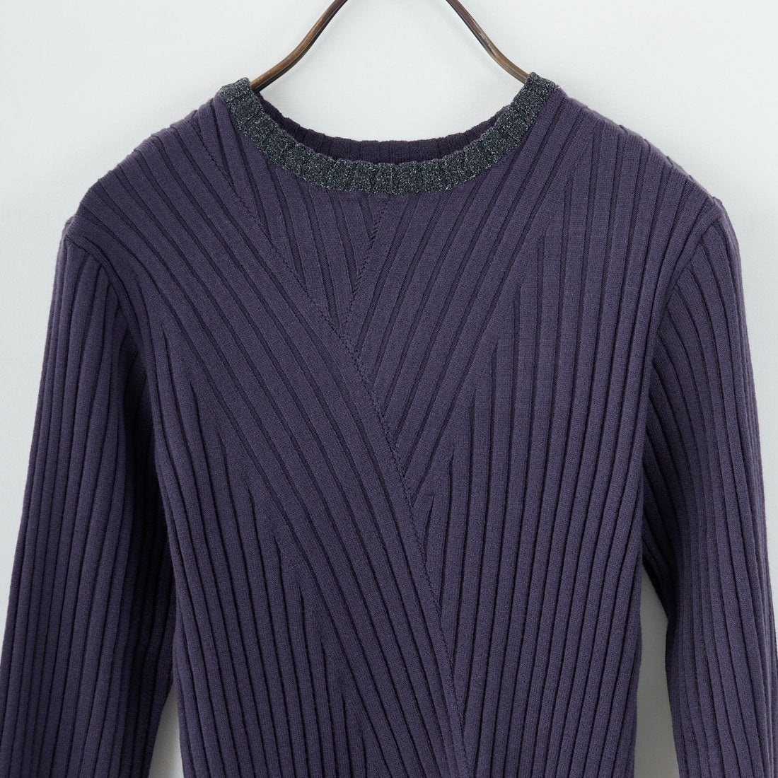 nenom [ネノム] ラメ袖切り替え ランダムリブニット [NE25131024] 08 CHARCOA