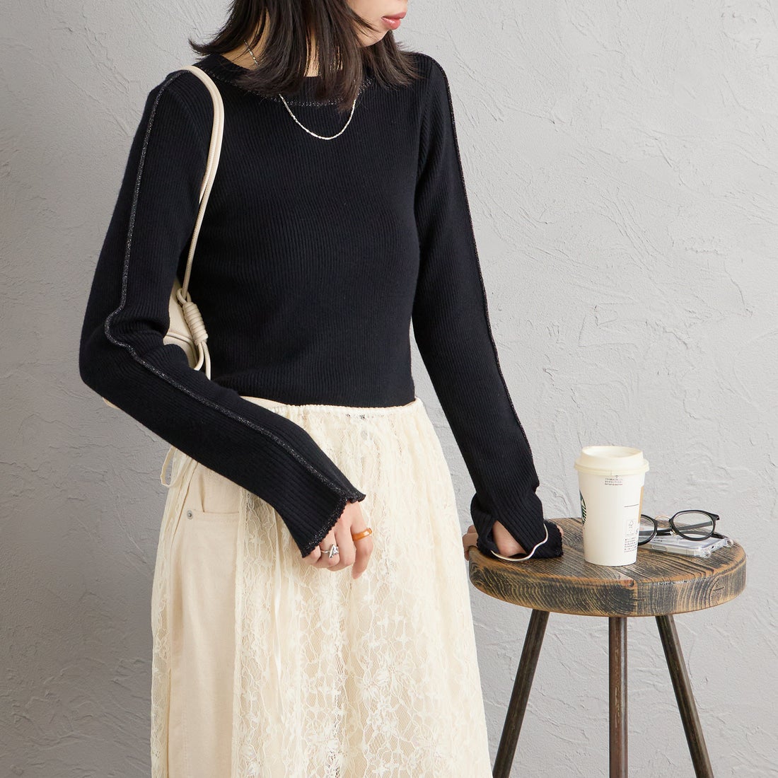 09 BLACK&&モデル身長：162cm 着用サイズ：F&&