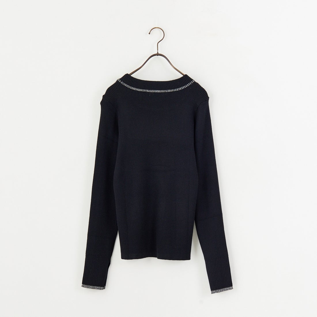 nenom [ネノム] ラメ配色ラインリブニット [NE24131024] 09 BLACK