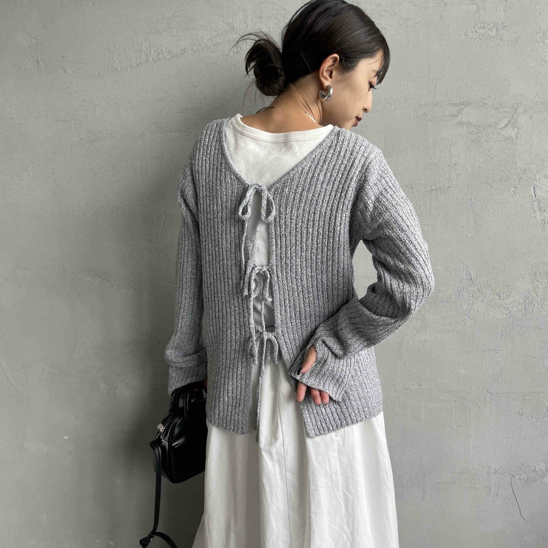 nenom [ネノム] 2WAY メランジリボンニットカーディガン [NE25131026] 07 GRAY