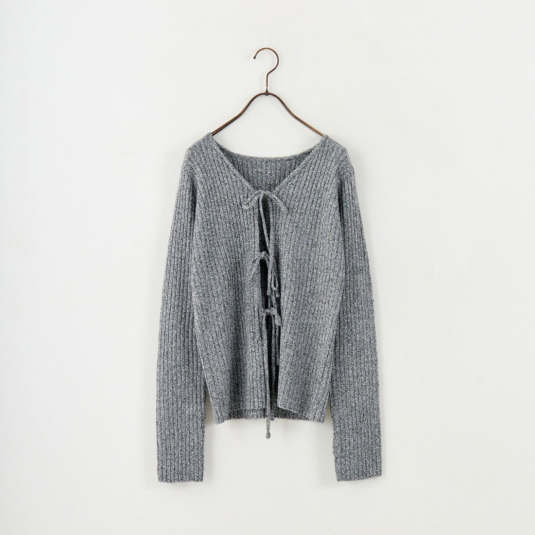 nenom [ネノム] 2WAY メランジリボンニットカーディガン [NE25131026] 09 BLACK